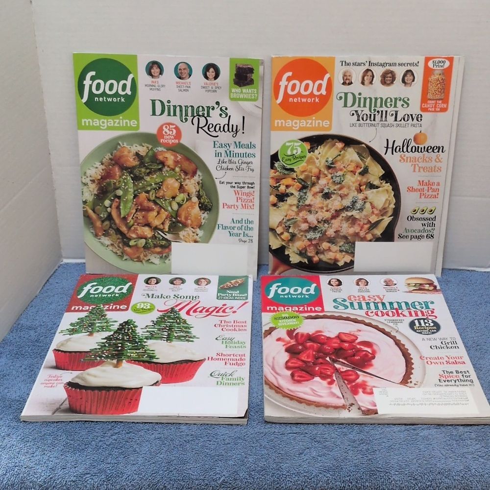Food Network Magazine Bundle of 4 Magazines July/Aug., Dec. Jan/Feb., October